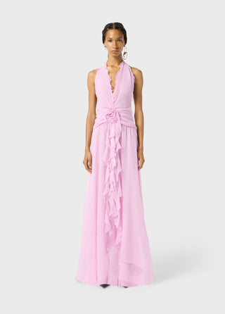 The Orchid Chiffon Rosette Gown