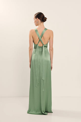 Vestido Alana verde salvia