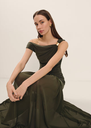 Vestido Moscato verde caqui