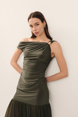 Vestido Moscato verde caqui