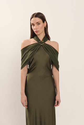 Vestido Simona verde caqui