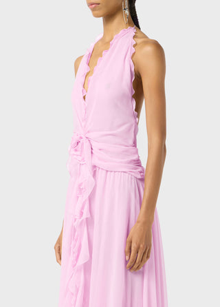 The Orchid Chiffon Rosette Gown