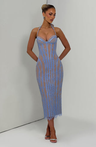 T.X Rona Midi Dress Floral Lace Powder Blue