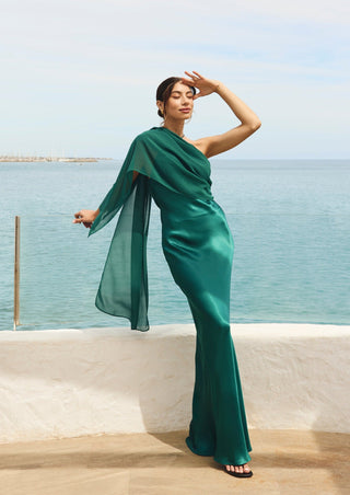 Vestido Capri verde esmeralda