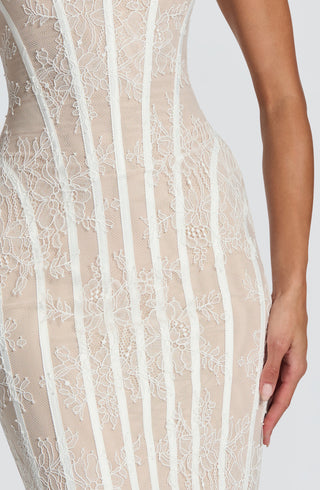 T.X Polina Maxi Dress Floral Lace Square Neck Ivory
