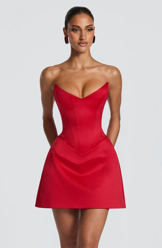 T.X Torin Mini Dress Duchess Satin Strapless Red