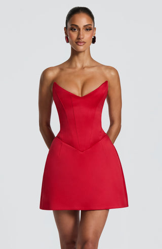 T.X Torin Mini Dress Duchess Satin Strapless Red