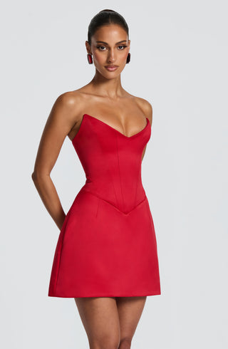 T.X Torin Mini Dress Duchess Satin Strapless Red