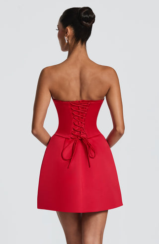 T.X Torin Mini Dress Duchess Satin Strapless Red