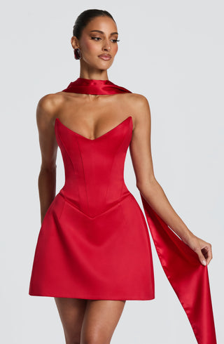 T.X Torin Mini Dress Duchess Satin Strapless Red