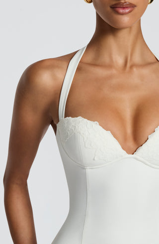 T.X Cassia Mini Dress Non-Stretch Crepe Ivory Halter Neck