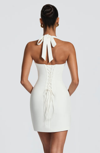 T.X Cassia Mini Dress Non-Stretch Crepe Ivory Halter Neck