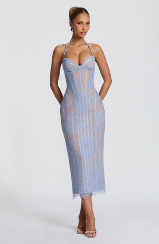 T.X Rona Midi Dress Floral Lace Powder Blue
