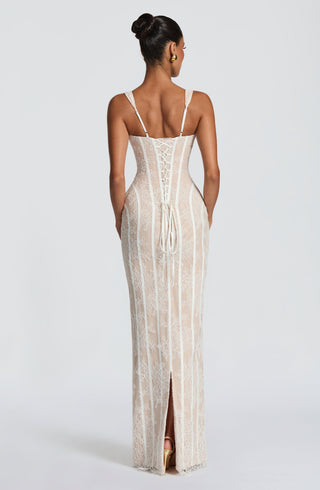 T.X Polina Maxi Dress Floral Lace Square Neck Ivory