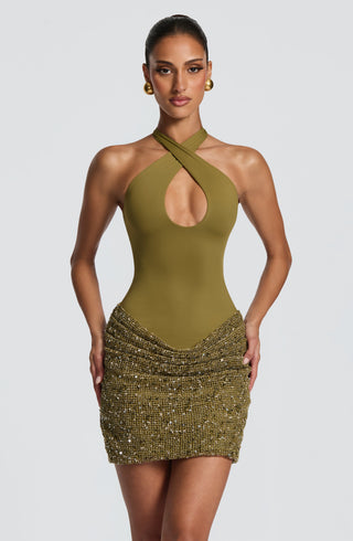 Solea Mini Dress - Deep Olive