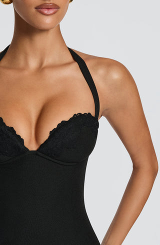 T.X Cassia Mini Dress Non-Stretch Crepe Cupped Neckline Black