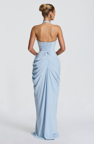 T.X Minette Maxi Dress Chiffon Corseted Glacier Blue