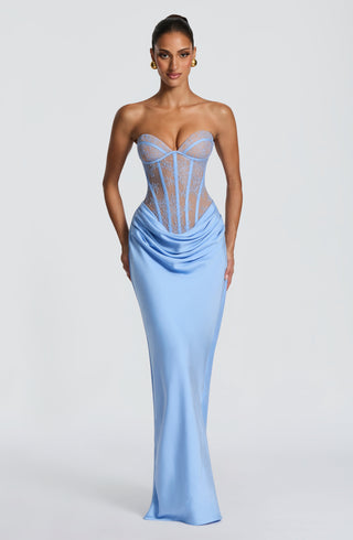 T.X Kathleen Maxi Dress Floral Lace Bodice Powder Blue