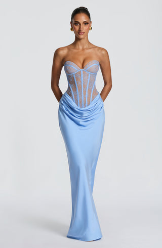 T.X Kathleen Maxi Dress Floral Lace Bodice Powder Blue