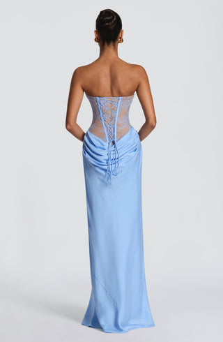 T.X Kathleen Maxi Dress Floral Lace Bodice Powder Blue