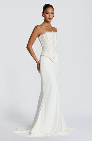 R.F Kaia Maxi Skirt Chiffon Mermaid Silhouette Mid-Rise Ivory