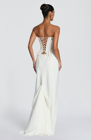 R.F Kaia Maxi Skirt Chiffon Mermaid Silhouette Mid-Rise Ivory
