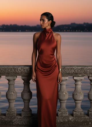 Vestido Athena terracota