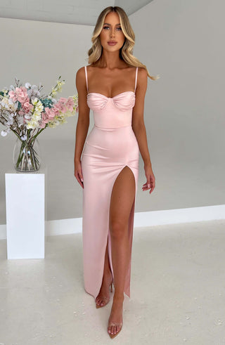 C.F Alora Maxi Dress Heavy Stretch Satin, Blush