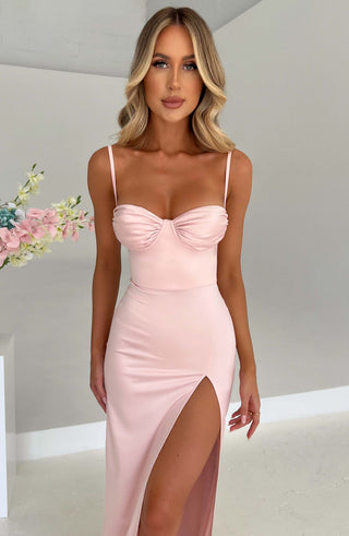 C.F Alora Maxi Dress Heavy Stretch Satin, Blush