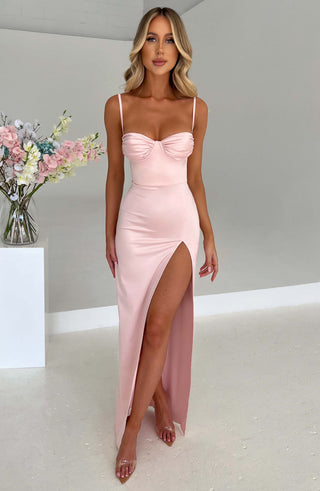 C.F Alora Maxi Dress Heavy Stretch Satin, Blush