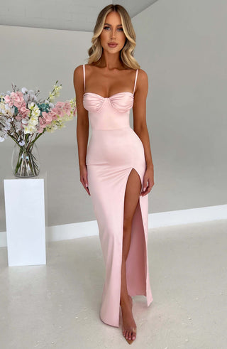 C.F Alora Maxi Dress Heavy Stretch Satin, Blush