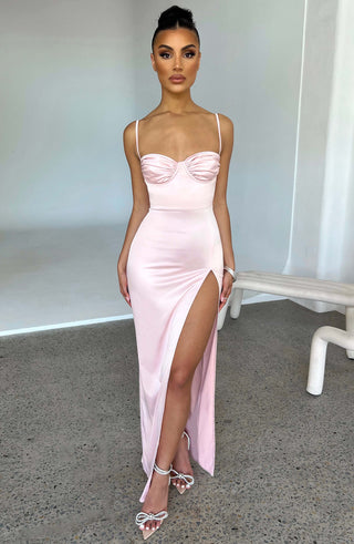 C.F Alora Maxi Dress Heavy Stretch Satin, Blush