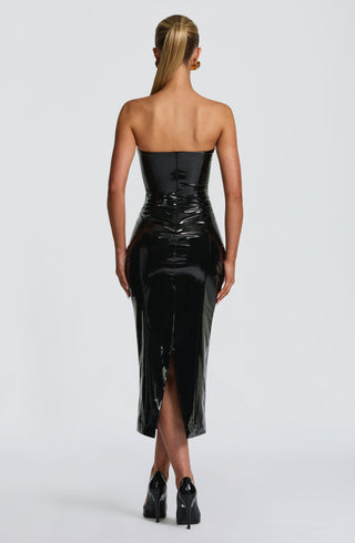 DIA Amala Midi Dress Vinyl Body-Hugging Black Size XS-XXL