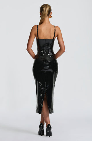 DIA Amala Midi Dress Vinyl Body-Hugging Black Size XS-XXL