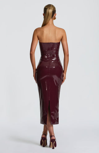 DIA Amala Midi Dress High-Shine Vinyl Cherry Lacquer