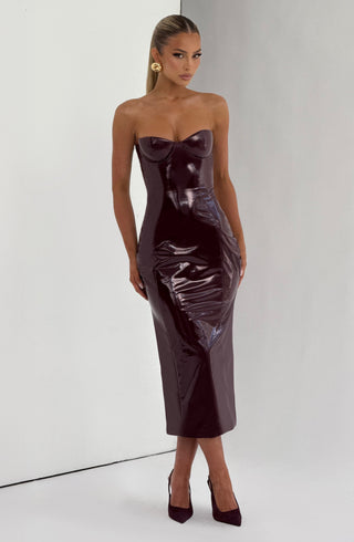 DIA Amala Midi Dress High-Shine Vinyl Cherry Lacquer