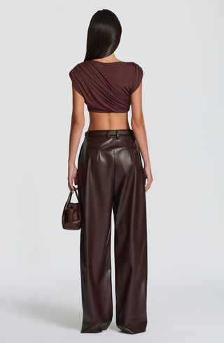 L.F Amara Top Modal Jersey Cropped Plum Brown