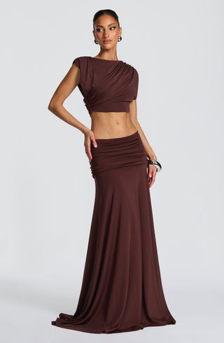 L.F Amara Top Modal Jersey Cropped Plum Brown