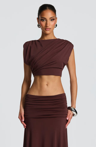 L.F Amara Top Modal Jersey Cropped Plum Brown