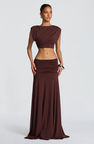 L.F Amara Top Modal Jersey Cropped Plum Brown
