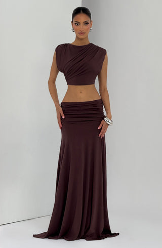 L.F Amara Top Modal Jersey Cropped Plum Brown