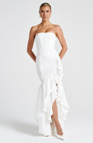 C.F Angelina Maxi Dress Strapless Internal Corset Ivory