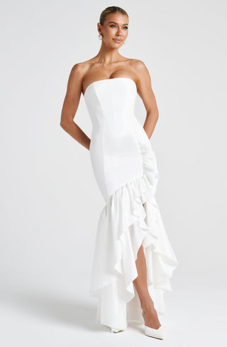 C.F Angelina Maxi Dress Strapless Internal Corset Ivory