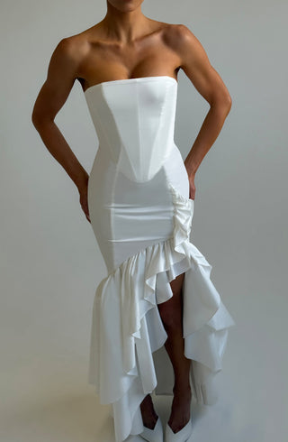 C.F Angelina Maxi Dress Strapless Internal Corset Ivory
