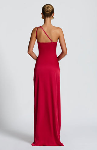 M.T Ariel Maxi Dress Luxury Satin One-Shoulder Red