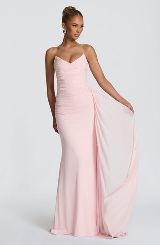 L.F Ashika Maxi Dress Strapless Stretch Mesh Blush