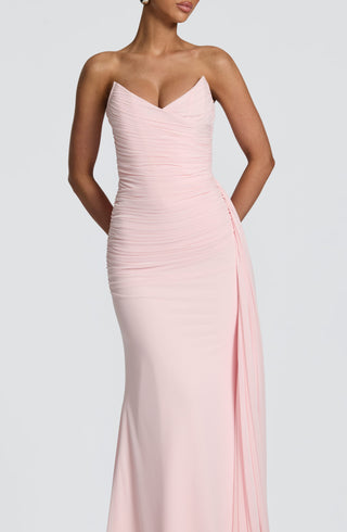 L.F Ashika Maxi Dress Strapless Stretch Mesh Blush