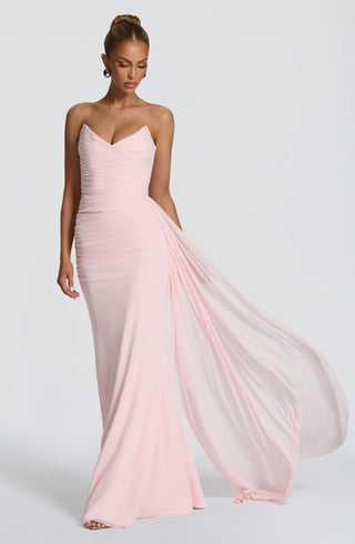 L.F Ashika Maxi Dress Strapless Stretch Mesh Blush