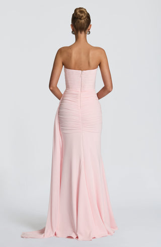 L.F Ashika Maxi Dress Strapless Stretch Mesh Blush