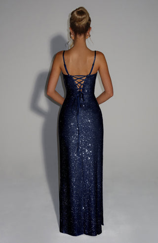 R.F Ashton Maxi Dress Stretch Crepe Navy